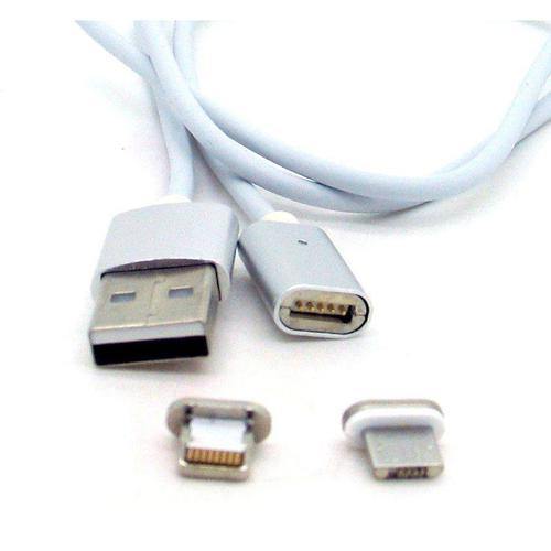 Magnetic Micro USB Charging Cable Silver End, Silver Cable - 5 pin by Various at MaxVaping